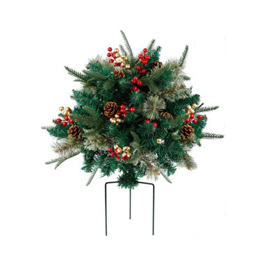 Prelit Planter Christmas With Pine Cones Red Berries,prelit Pot Fillers For Christmas,faux Holiday Planters With Lights,christmas Outdoor Planter Decorations, Christmas Urn Filler With Stand(1pcs)