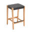 Tabouret de comptoir en bois massif sans dossier - Siège à sangle en similicuir tissé avec rivets en laiton et plaque de repose-pieds en métal-129460317