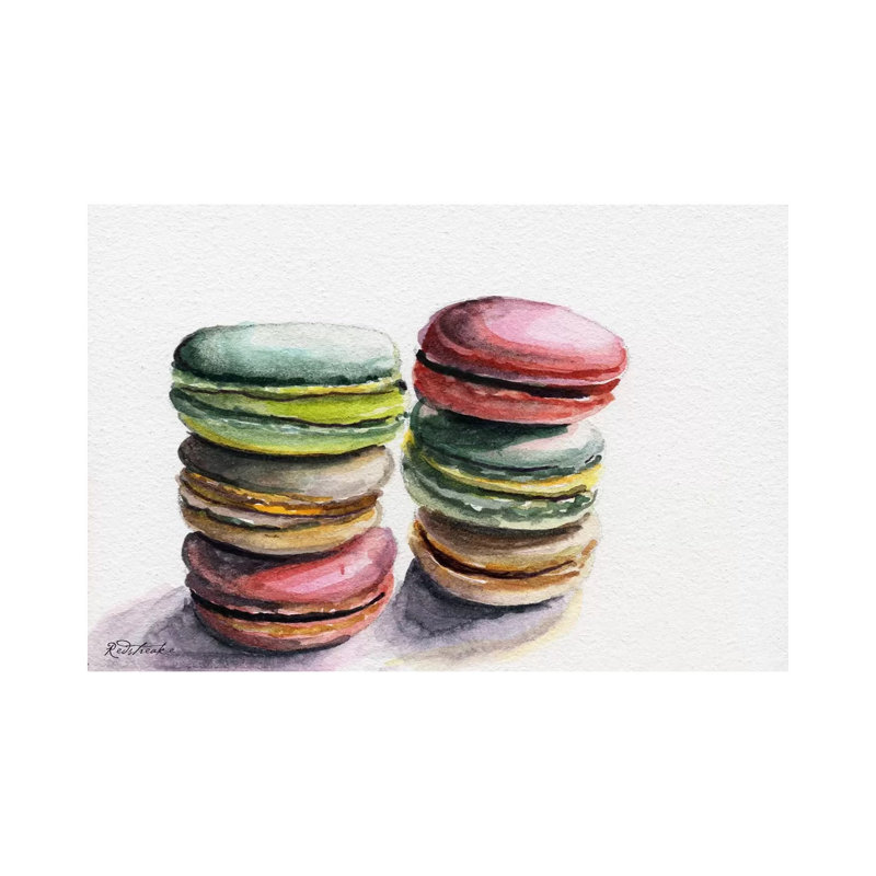 Six Macarons Stacked by Jennifer Redstreake - 1 Piece Wrapped Canvas Painting, 20.32 cm H x 30.48 cm W