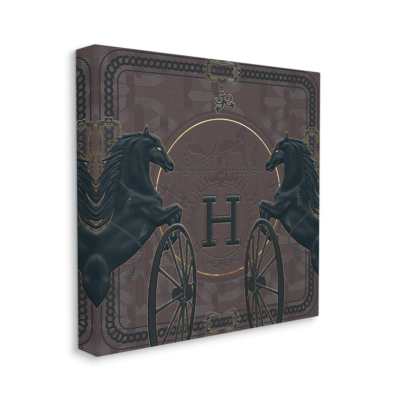 «Elegant Fashion Brand Horses Deep Purple Glam» par Ziwei Li - impression d'art graphique, H 30 po x l 30 po x 1,5 po