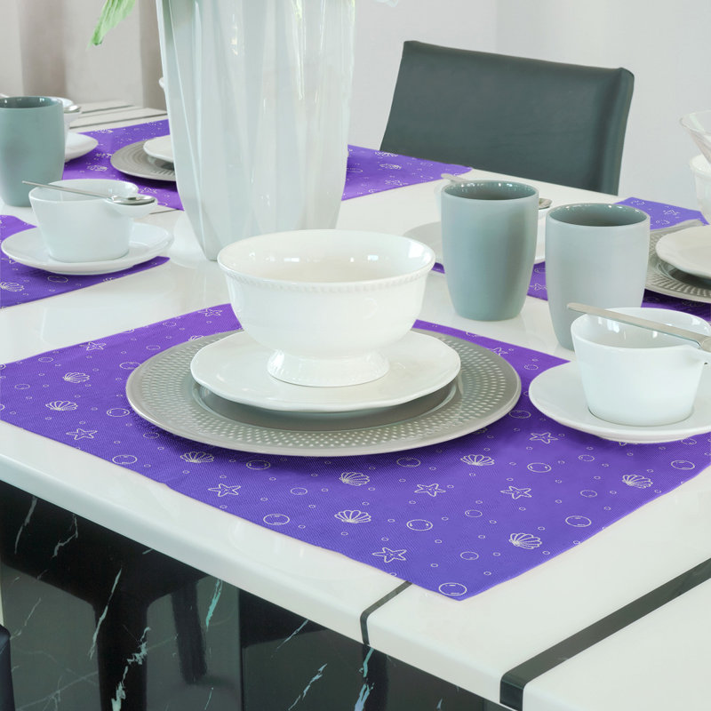 Napperon en coton 18 po Seashell, Bleu / Mauve