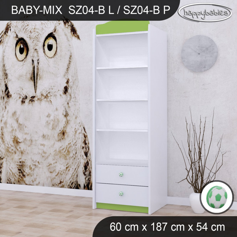 Ball 1 Door Wardrobe, Green/White