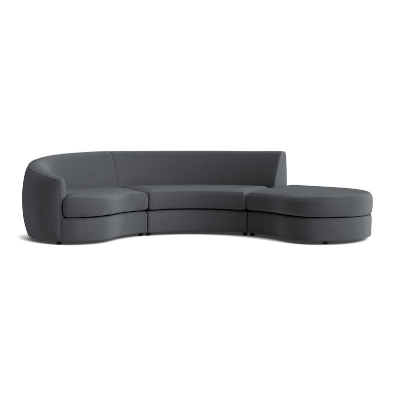 Giselle 3-Piece Left Arm Sectional, Performance Linen - Charcoal