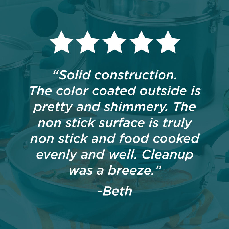 Teal Shimmer 8-Piece Aluminum Nonstick Cookware Set