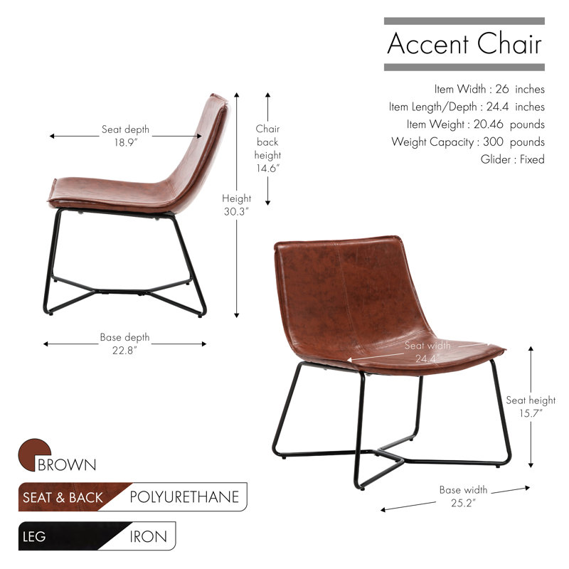 Fauteuil d'appoint 26 po Panfilo, Brun
