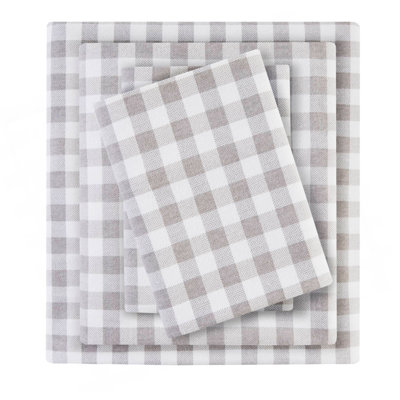 4 PCS Printed Sheet Set Gray Herringbone Check