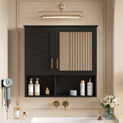 Armoire à pharmacie murale l 30 po x P 7,3 po avec charnières à fermeture douce et tablette réglable