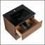 Meuble-lavabo mural de 24 po avec lavabo en céramique noire et tiroirs à fermeture en douceur, parfait pour les salles de bain modernes