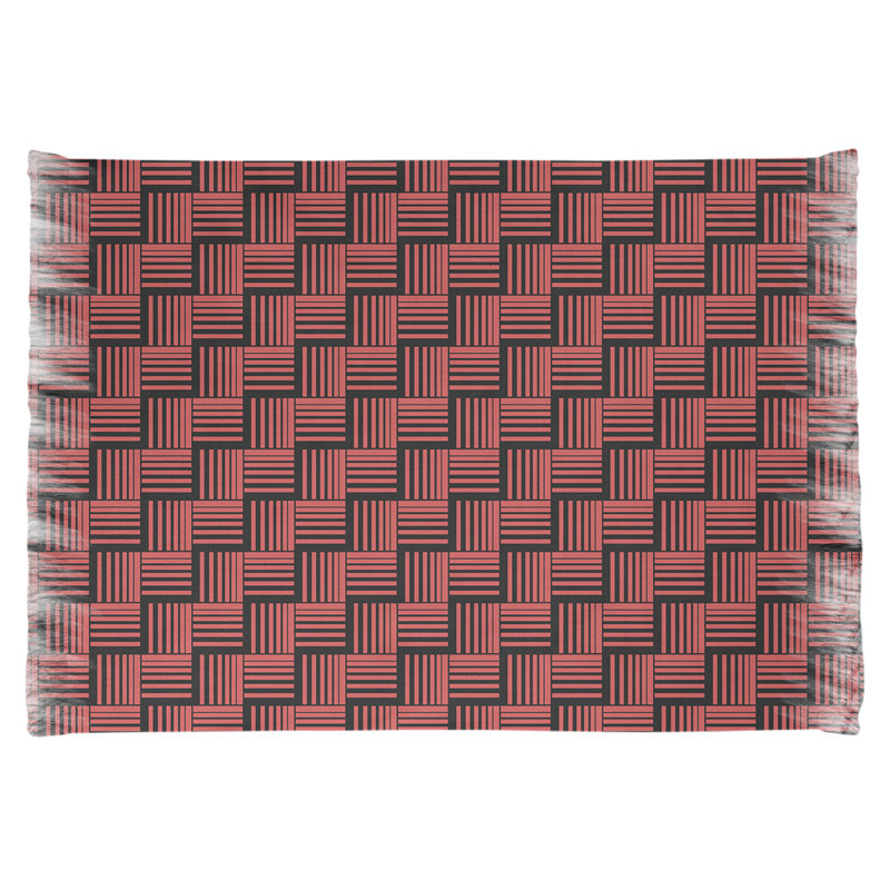 Tapis rouge/noir à rayures basketweave, Oui
