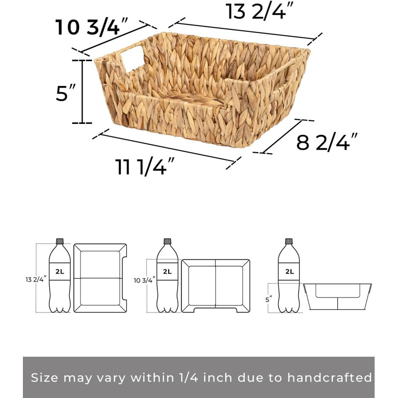 Panier en osier pour rangement et garde-manger, paniers de rangement empilables en jacinthe d'eau