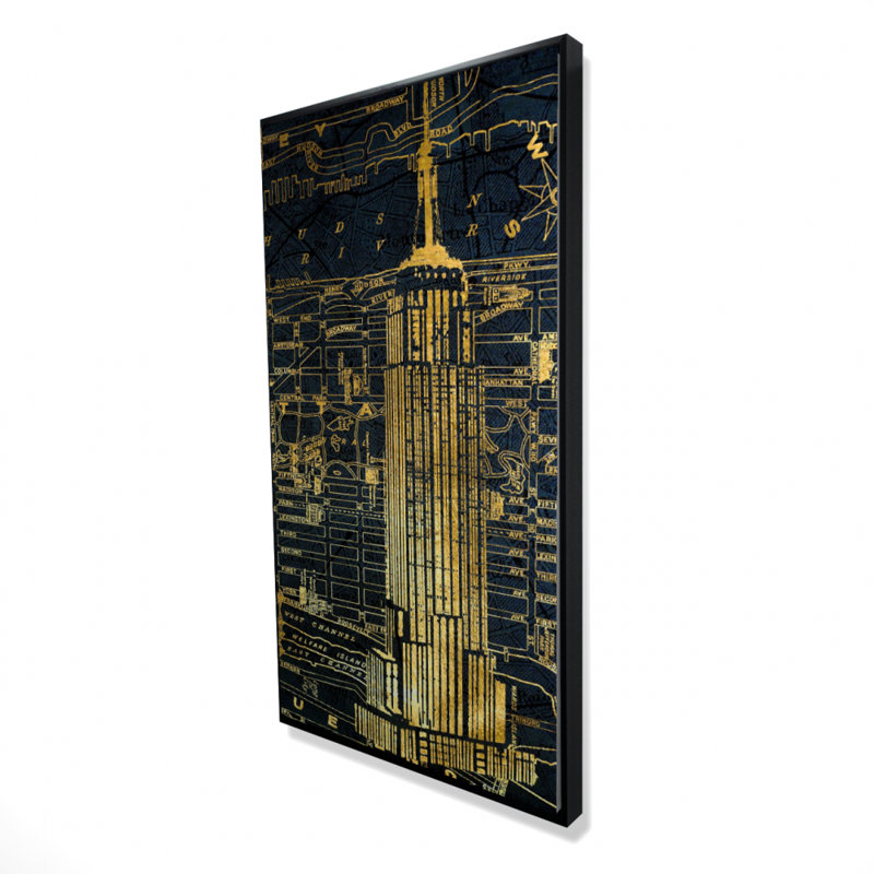 Gold City Blue Print Print On Canvas, H 48 po x l 24 po