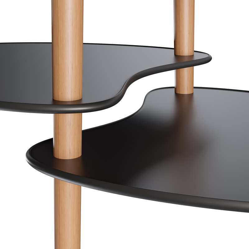 Mollen Oval Glass Top Coffee Table, Black Top/Brown Base