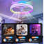 Modern RGB Dimmable Flush Mount Ceiling Fan White-130156474