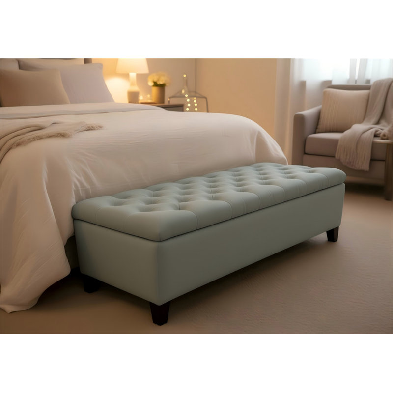 50.25" Storage Ottoman Bench - Baby Blue Storage Bench End Of Bed With Safety Hinges, Baby Blue