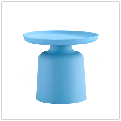 Table d'appoint ronde en plastique bleu clair, élégante et polyvalente