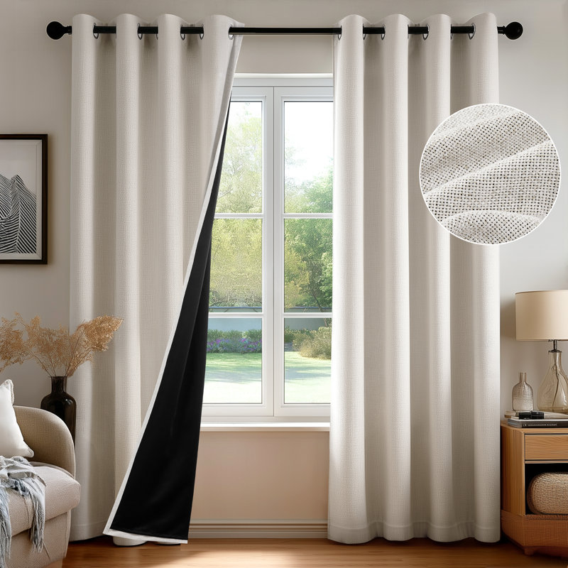 Linen-Look Total Blackout Curtains (Set of 2), 52" W x 84" L, Flaxen
