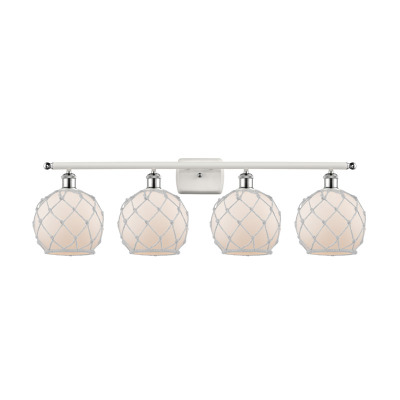 Éclairage de salle de bain à intensité variable 4 lumières Larochelle Farmhouse Rope, Blanc / Blanc cassé