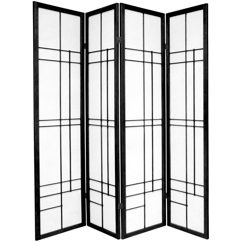 70.25" x 70" Eudes Shoji 5 Panel Room Divider, Black, 4