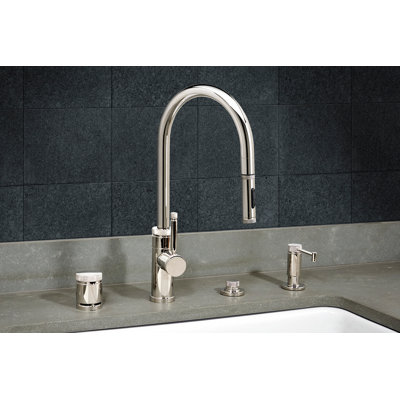 Industrial 2 Handle Pull-Down Kitchen Faucet, Toggle Sprayer