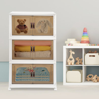 3 armoires de rangement pliables avec roulettes