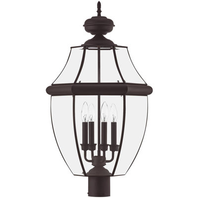 Outdoor Post Lantern Pendant Lighting Fixture - with Clear Glass Shade