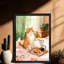 Reproduction d'art encadré noir, rétro, chat chaud, thé d'après-midi-324686437