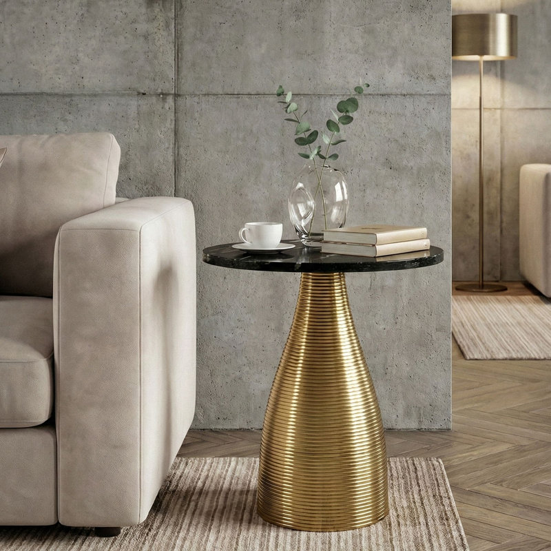 Pedestal End Table, Black