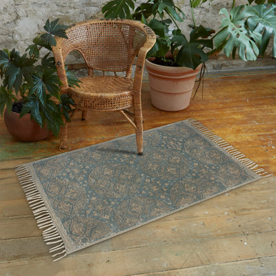 Hand Tufted Boho Accent Rug with Tassels
