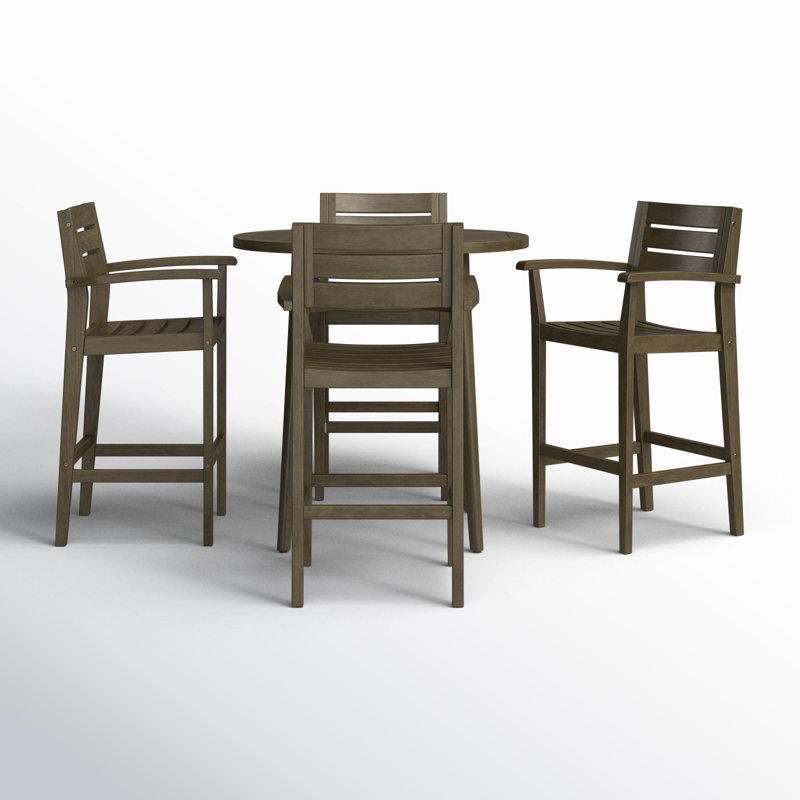 Ensemble repas extérieur pour 4 personnes Carlleen, Gris