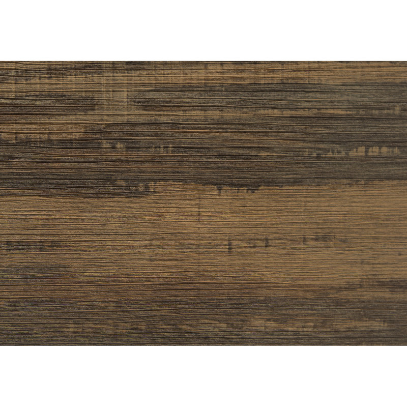 Table d'appoint avec tiroir de rangement, stratifié brun et métal noir, idéale pour les espaces de vie modernes et fonctionnels, et convenant également à une chambre.