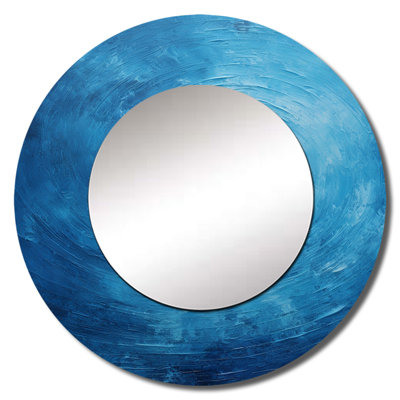 Abstract Rhythmic Revolution Spiral - Abstract Spirals Decorative Mirror, Blue Wall Mirror, Printed Metal Art