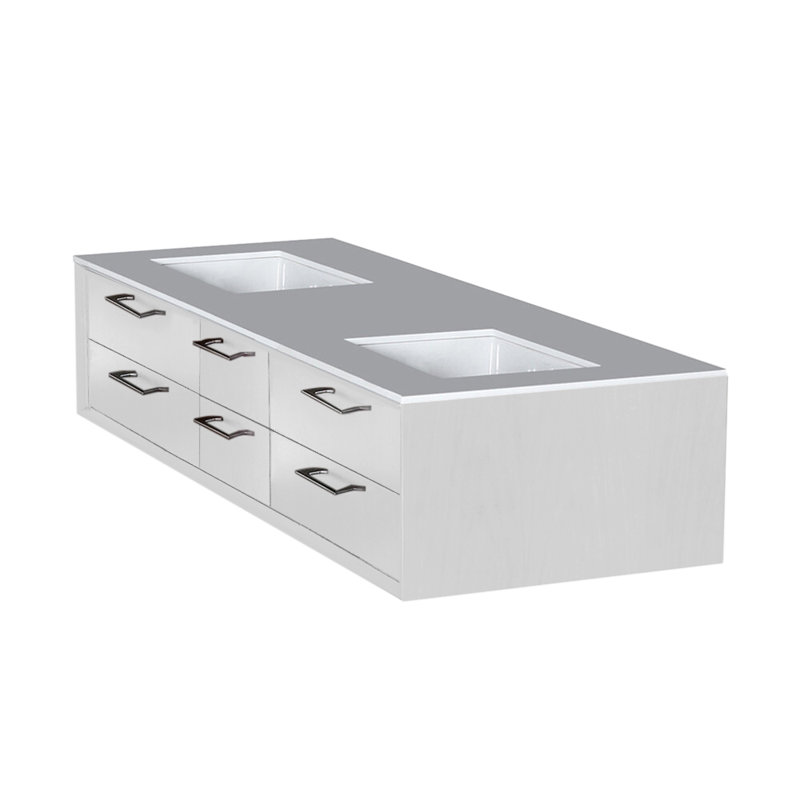 Gemelli 60'' W Vanity Top, Polished White