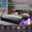 Led Bed Frame With Charging Ports And Headboard Modern Low Profile Platform Bed Frame With Led Lights Wave Like Curve Led Bed Frame,wood Slats Support,easy Assembly,black-16094420