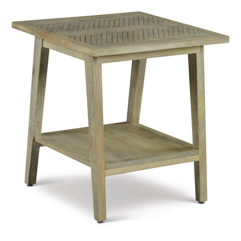 Table de bout en bois massif avec rangement Shreffler