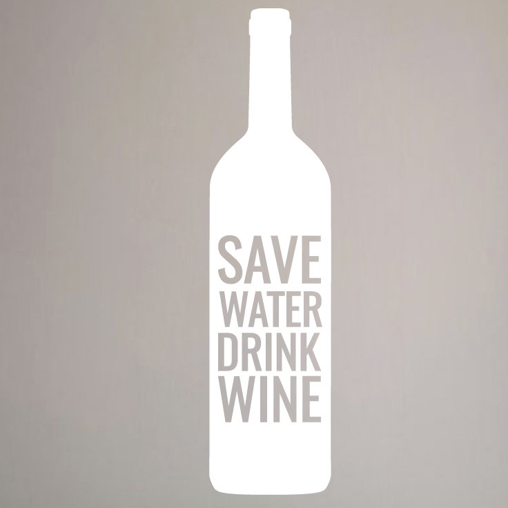 Adhésif décoratif boisson à vin save water, Blanc