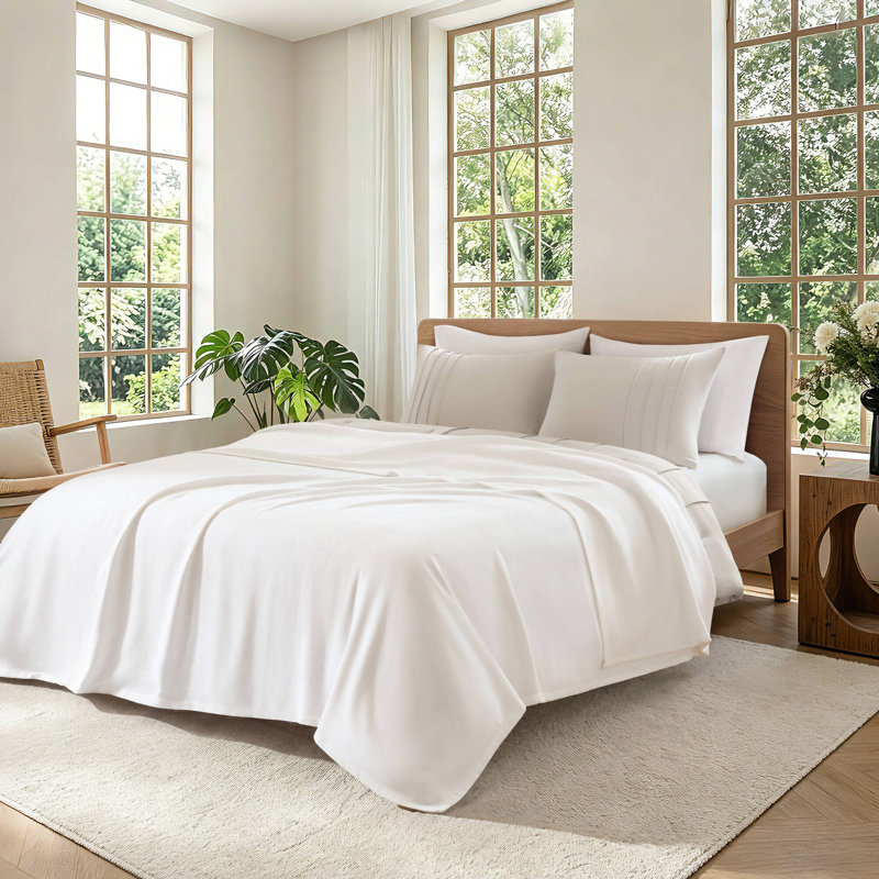 1 PC Twin Blanket, Micro- herringbone White