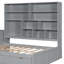 Lit de jour en bois avec trois tiroirs, bureau, tablettes et lumières UnaNoxa-2077797904