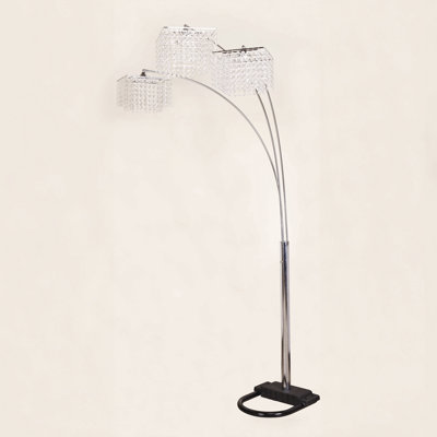 1Pc Modern Design Classic Luxury Sleek Multi-Head Floor Arc Lamp Crystal-Like Accents Drape Living Room Curve Lamp