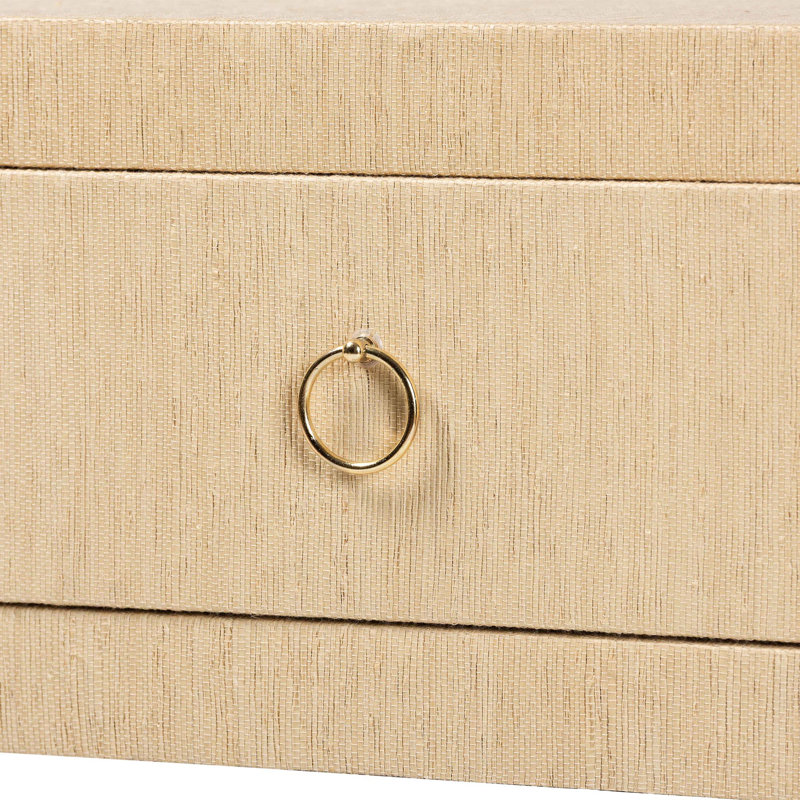 Console à 2 tiroirs Bali & Pari Noah Grasscloth, Light Brown
