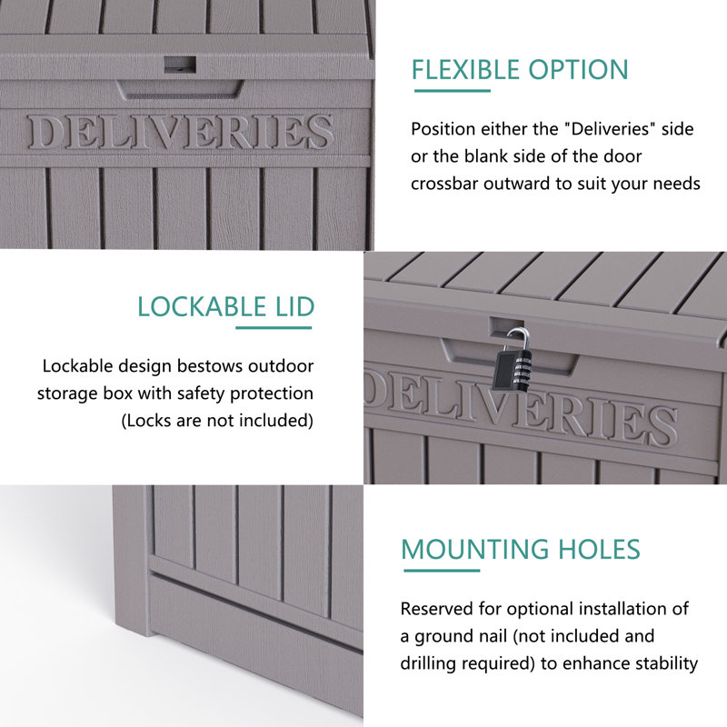 Taupe Lockable Resin Wicker 48 Gallon Deck Box