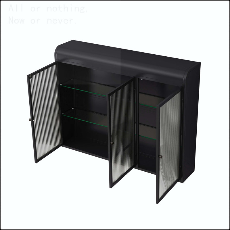 Armoire murale en verre arquée à 3 portes, Noir