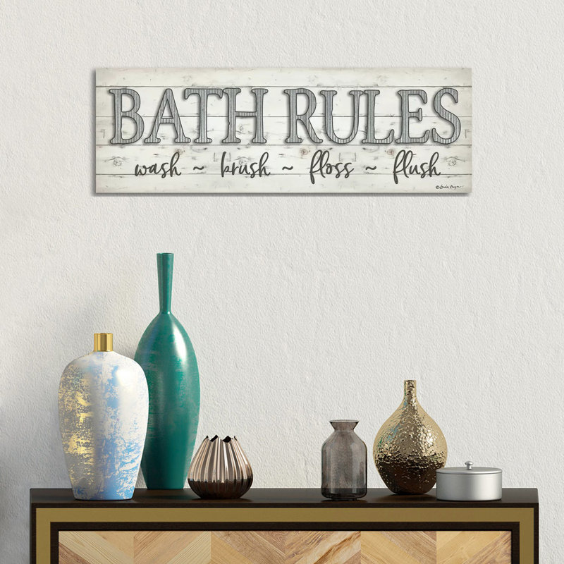 Bath Rules by Susie Boyer - Wrapped Canvas Panoramic Print, 30.48 cm H x 91.44 cm W x 1.91 cm D
