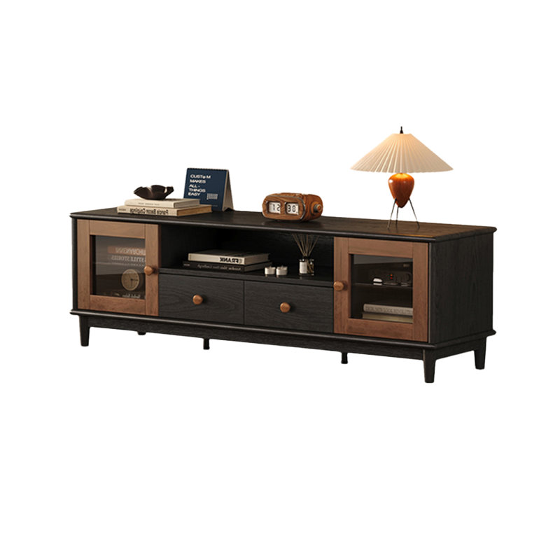Modern Rubberwood TV Stand, 21.26"H x 62.99"L x 15.75"W