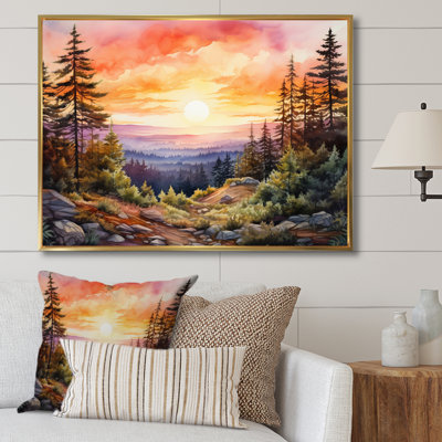Pin, horizon rose sur toile