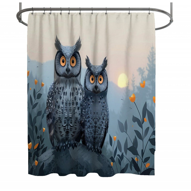 Rideau de douche 12120_Owls at dusk - Décoration de salle de bain oiseau, L 70 po x L 83 po