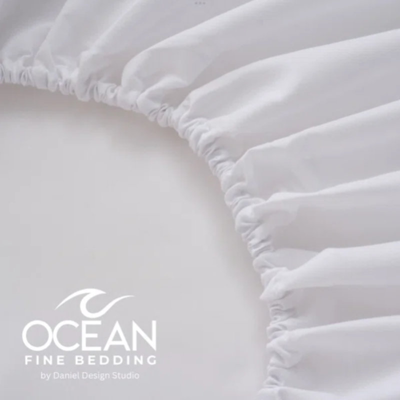 OCEAN FINE BEDDING Microfiber Flatweave Sheet Set, King Sheet Set with 2 Pillowcases, White