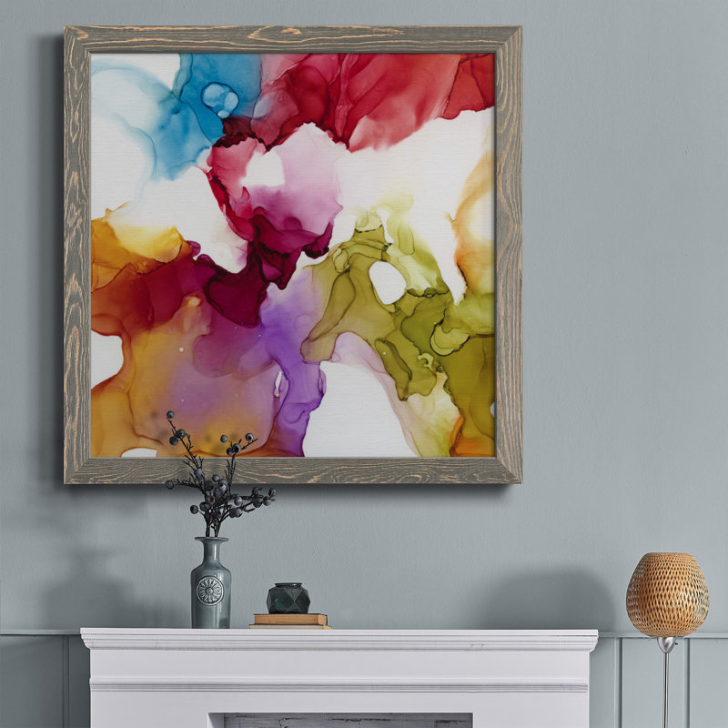 Modern Garden I - Peinture sur toile encadrée, H 31,5 po x l 31,5 po x P 1,5 po, Encadré gris