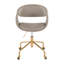 Chaise de travail contemporaine avec base en métal doré et revêtement en similicuir blanc-170307063-170307067