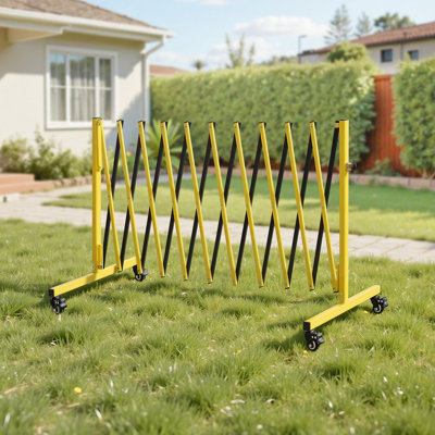 Barricade industrielle extensible, barrière de sécurité extensible de 13 pi, barricade mobile pliable avec roulettes verrouillables, barrière de sécurité pliante portative pour l'ascenseur de l'entrepôt de l'allée