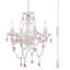Lustre en cristal avec éclairage à chandelles blanches et roses 4 lumières
